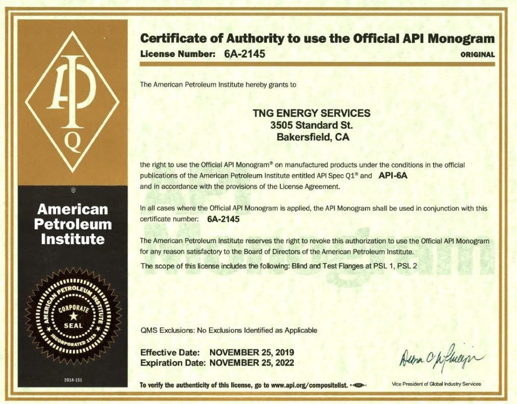 API 6A Certificate