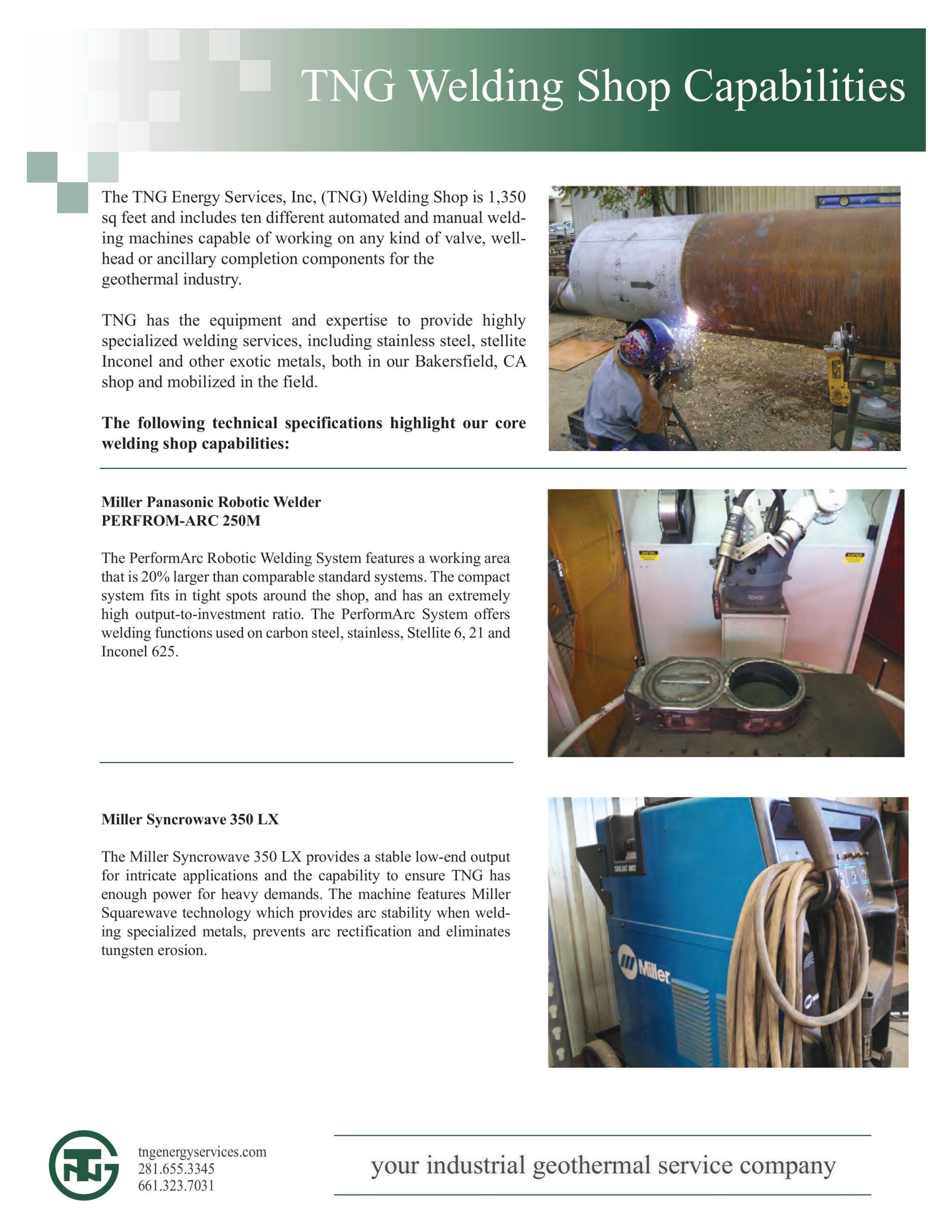 TNG Welding Shop Capabilities